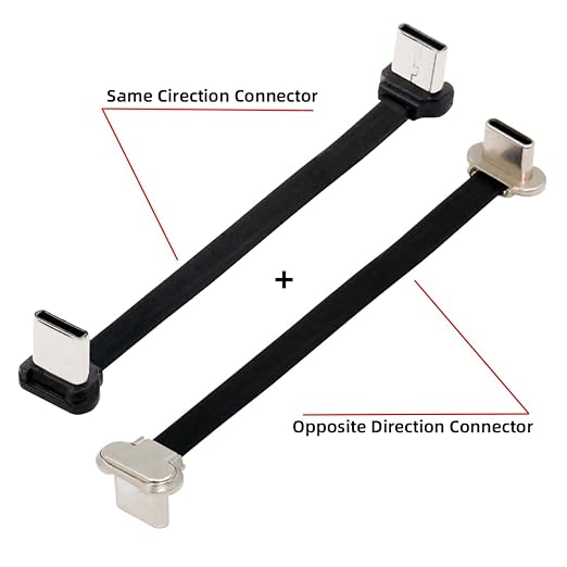 chenyang 2 Pack 2.76Inch USB C Short Flat Cable,USB 2.0 Type C Dual 90 Degree Angled PD 65W Fast Charge Data Extension Cable for Power Bank