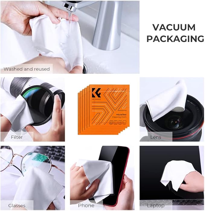 K&F Concept Camera Lens Cleaning Kit - 15ml Sensor Cleaner, Lens Pen Brush, Air Blower, Microfiber Cleaning Cloths & Lens Wipes for DSLR & Mirrorless Cameras and Sensitive Electronics - Image 5