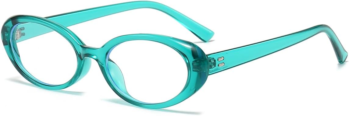 JOVAKIT Oval Blue Light Blocking Glasses for Women Men Vintage Fashion Small 90s Retro Oval Frame Style Eyeglasses