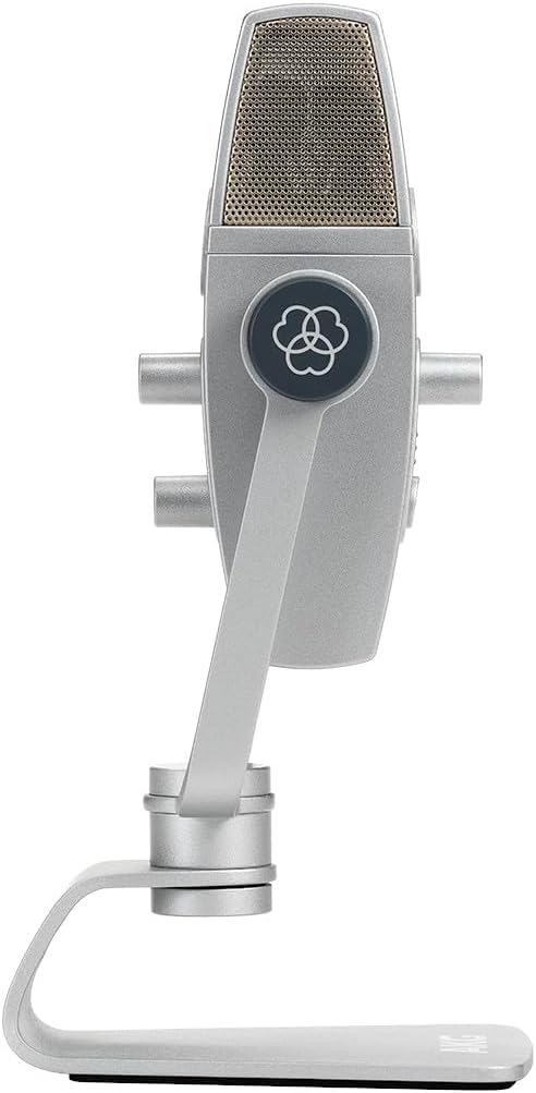AKG Pro Audio Lyra Ultra-HD USB C Microphone for Recording, Streaming, Gaming, Podcasting, ASMR on PC and Mac, Condenser Mic for Laptop or Computer, Adjustable Stand, Plug and Play – Blue and Silver