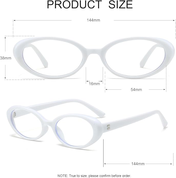 JOVAKIT Oval Blue Light Blocking Glasses for Women Men Vintage Fashion Small 90s Retro Oval Frame Style Eyeglasses