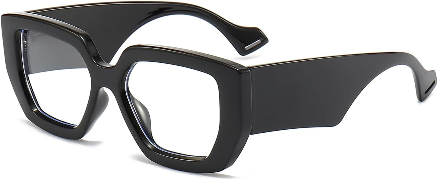 AIEYEZO Thick Frame Blue Light Glasses Men Women, Fashion Square Computer Eyeglass Anti Eyestrain & Prevent Headache