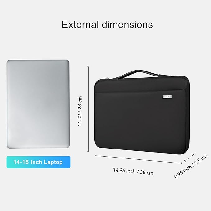 LANDICI 360°Laptop Sleeve Case 14 15 Inch Compatible with MacBook Air 15 M2/M3/M4 2022-2025, MacBook Pro 15, Hp chromebook 14, Waterproof Computer Bag Cover with Handle, Black