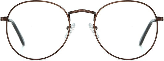 AIEYEZO Blue Light Glasses for Women Men Fashion Retro Circle Wire Frames Eyeglasses Anti-Blue Light Computer Gaming Glasses
