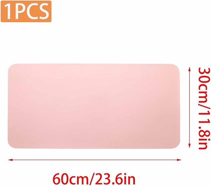 24" x 12" PU Leather Keyboard Pad Desk Protector Mat for Vanity Makeup Laptop Keyboard Mouse, Pink