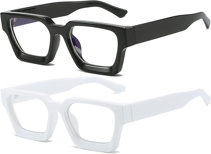 AIEYEZO Square Thick Frame Glasses for Women Men Fashion Blue Light Glasses Trendy Chic Computer Eyeglasses
