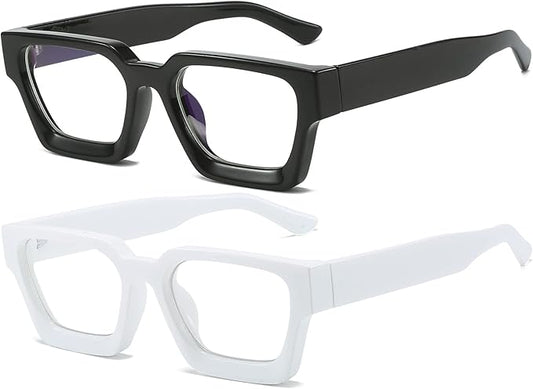 AIEYEZO Square Thick Frame Glasses for Women Men Fashion Blue Light Glasses Trendy Chic Computer Eyeglasses