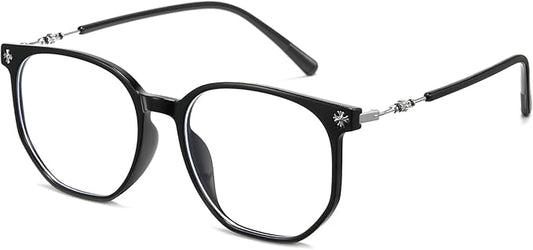 Cyxus Retro Blue Light Glasses Men - Square TR90 Metal Blowline Frame Stylish Trendy for Computer Daily Work 8252