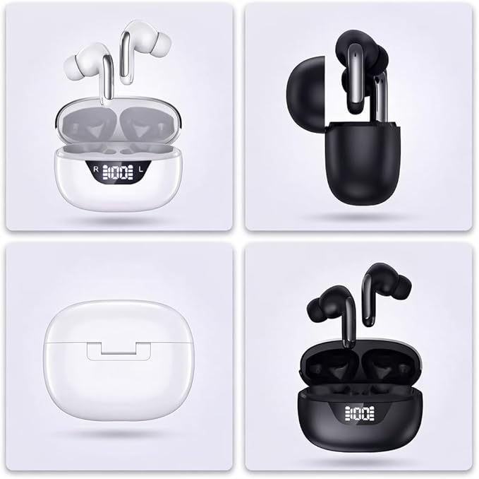 Wireless Earbuds Bluetooth 5.3, 48H Playtime LED Power Display, IPX7 Waterproof Stereo Earphones, Deep Bass Touch Control, Noise Cancelling Mic for Sports, Running, Phone, Tablet, Laptop