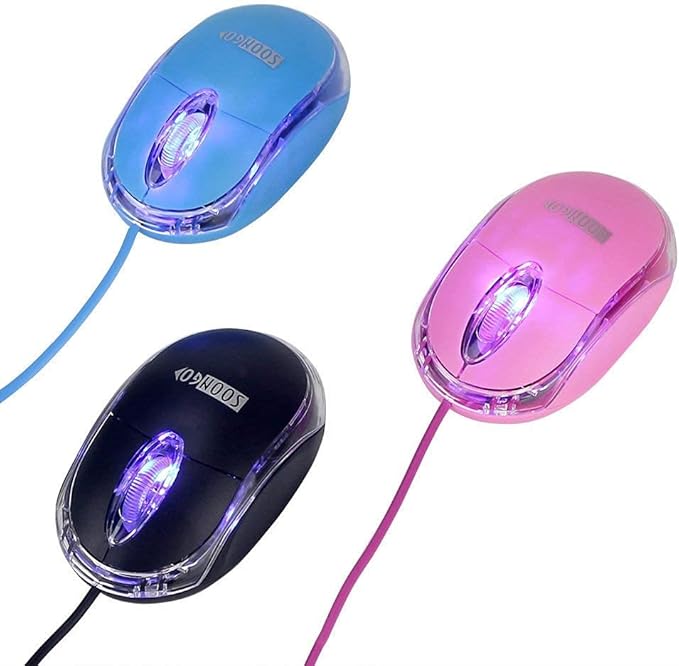 SOON GO Kids Mouse 2 Pack [Pink Blue] for Laptop Mini USB Optical Wired Mice fit for Kids Girls Lady use Compatible with Computer Laptop PC Desktop Windows 7/8/10/XP Vista and Mac
