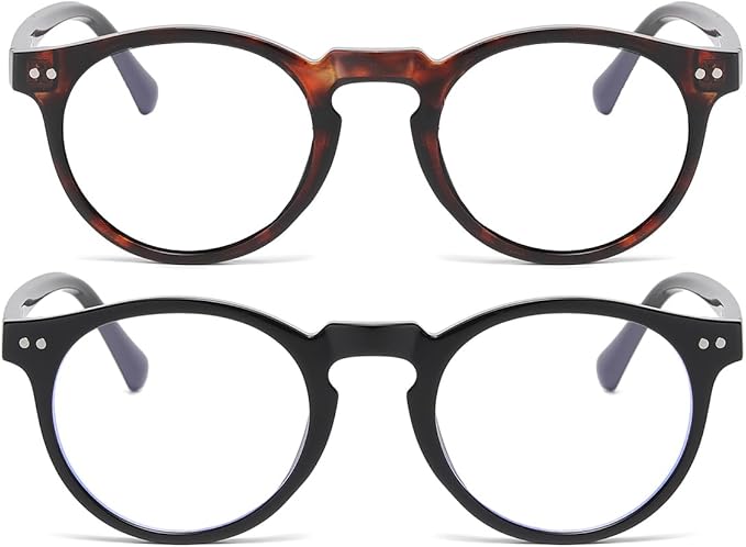 JOVAKIT Round Blue Light Glasses for Women Men Fashion Retro 90s Small Frame Computer Eyeglasses Anti Eyestrain