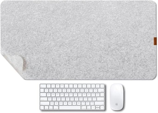 Bright Stone Felt Desk Mat,Non-Slip Mouse Pad, 31.5"x15.7" Office Supplies Desk Protector, Desk Accessories for Home and Office (Light Gray)