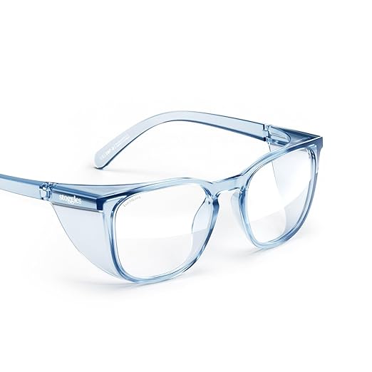 Stoggles Square Z87.1 Certified Polycarbonate Wide Fit Safety Glasses, Scratch & Shatter-Proof, Blue-Light & UV Blocking Lens, Top & Side Shields, Anti-Fog Dip Coated, Protective & Stylish Eyewear