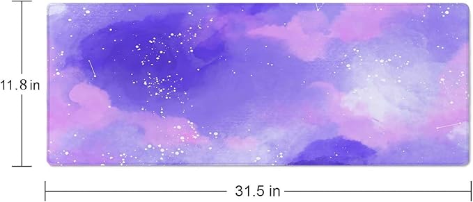 Large Gaming Mouse Pad with Stitched Edges, Cute Stellar in Watercolor Desk Mat, Extended XL Keyboard Pad, Non-Slip Rubber Base Desk Pad for Keyboard and Mouse, 31.5X11.8 inch