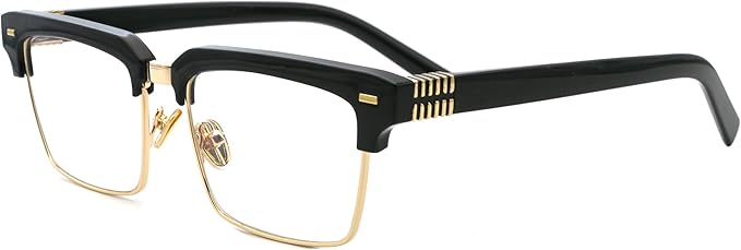 Semi Rimless Rectangle Blue Light Glasses Men Women Black Square Eyewear