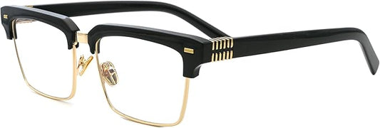 Semi Rimless Rectangle Blue Light Glasses Men Women Black Square Eyewear