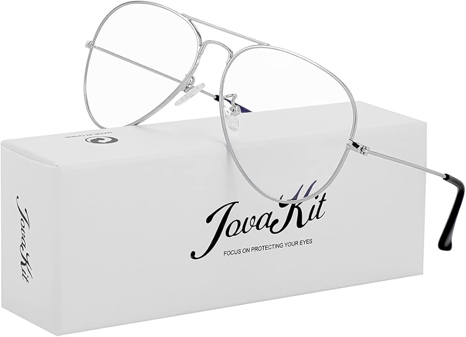 Aviator Clear Lens Glasses for Women Men Non-prescription Eyeglasses Blue Light Blocking Lens Metal Frame