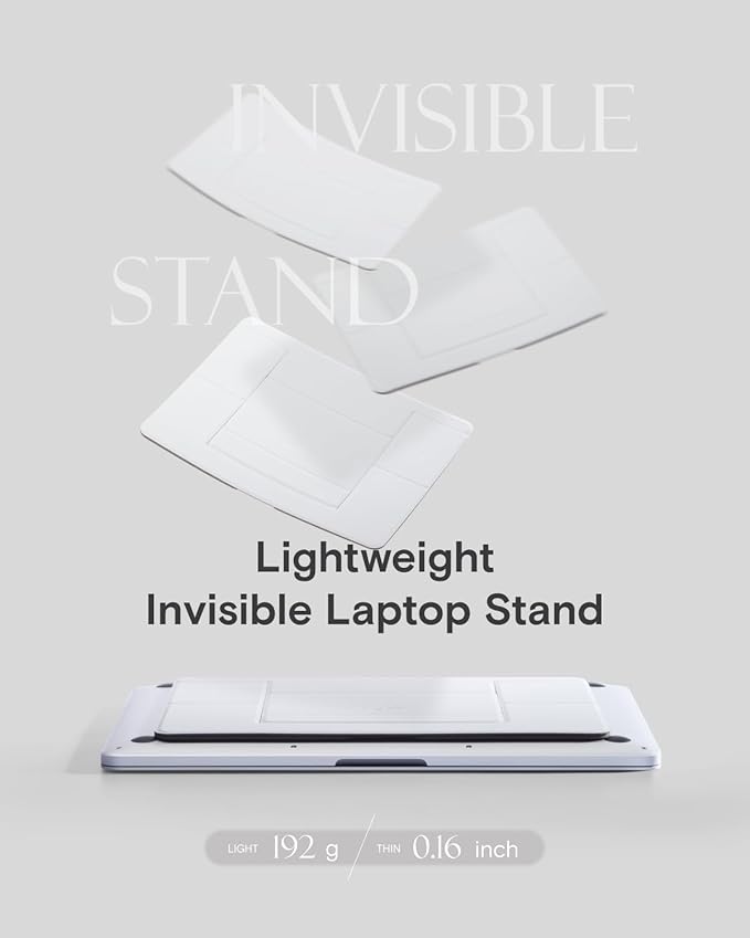 MOFT Invisible Laptop Stand for Desk, Stick-Free Tablet and Computer Stand with Dual-Angle, Foldable&Portable Laptop Riser Holder, Fits 7-11" Tablets&11-14" Laptops, Space Gray (Non-Adhesive Version)