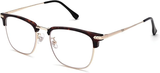 ZanyLen Blue Blocker Glasses for Men Metal Browline Computer Gaming Glasses Filter Blue Ray