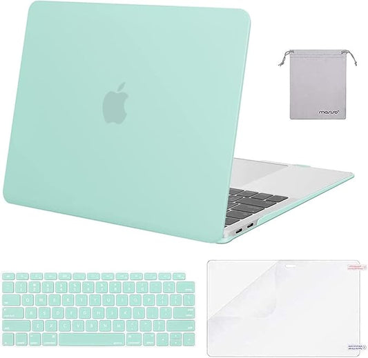MOSISO Compatible with MacBook Air 13 inch Case M1 Chip 2021-2018 Release A2337 A2179 A1932, Plastic Hard Shell&Keyboard Cover&Screen Film&Storage Bag for MacBook Air 13.3 inch Case, Mint Green