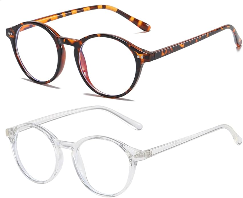 Gleyemor Blue Light Glasses for Men Women, Vintage Round Frame Computer Eyeglasses
