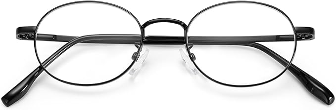 Dollger Oval Blue Light Glasses for Women Retro Anti Bluelight Blocker Glasses Men for Computer Small Metal Frame Eyeglasses