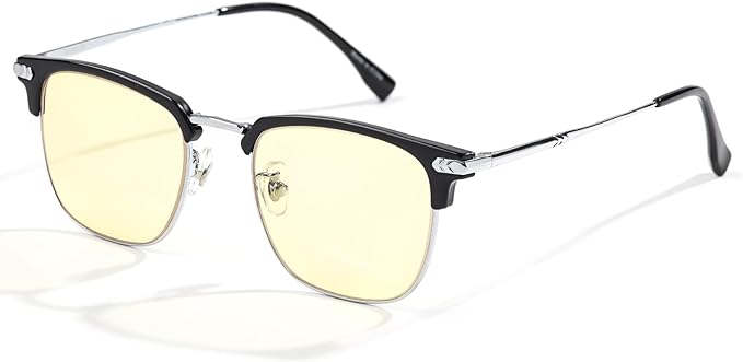 ZanyLen Blue Blocker Glasses for Men Metal Browline Computer Gaming Glasses Filter Blue Ray