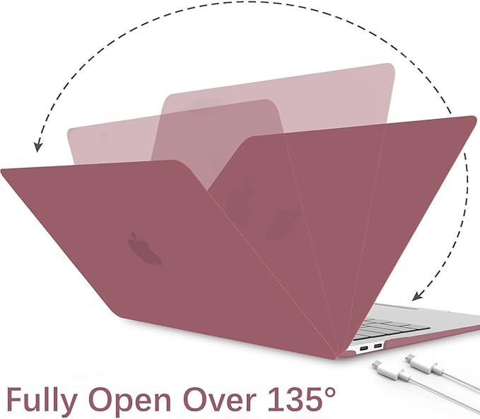 B BELK Compatible with MacBook Air 13 inch Case 2022 2021 2020 2019 2018 A2337 M1 A2179 A1932, Matte Plastic Hard Shell+ Keyboard Cover+Screen Protector for MacBook Air 13.3 inch Case, Tea Petal Pink