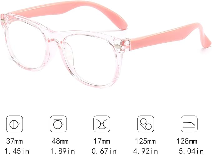 FANNYGO 1 Pack kids Blue Light Blocking Glasses For Girls And Boys Computer Blue Light Blocking Glasses For Age 3-11 (Light pink)