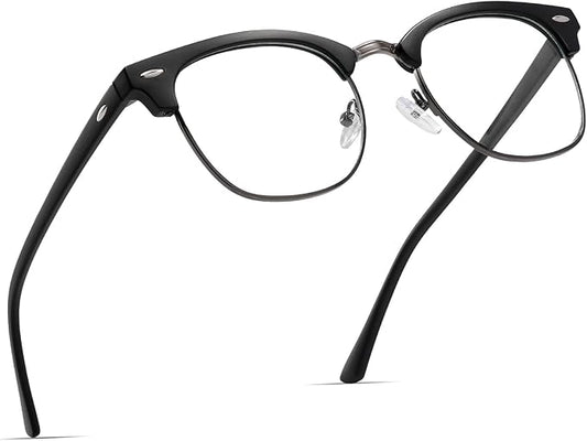 Blue Light Blocking Glasses Vintage Half Frame UV Clear Lens Anti Eyestrain Computer Gaming Glasses for Women Men(P47)