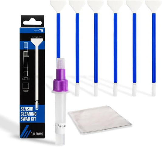 REFLEX CAMERA 24mm 8 Piece Camera Sensor Cleaning Kit 6 Full Frame Double end Swabs, 5ml Cleaner, Micro Fiber Cloth, Residue-Free Cleaning Kit for Sony, Canon, Nikon DSLR and Mirrorless Cameras by ReflexCamera