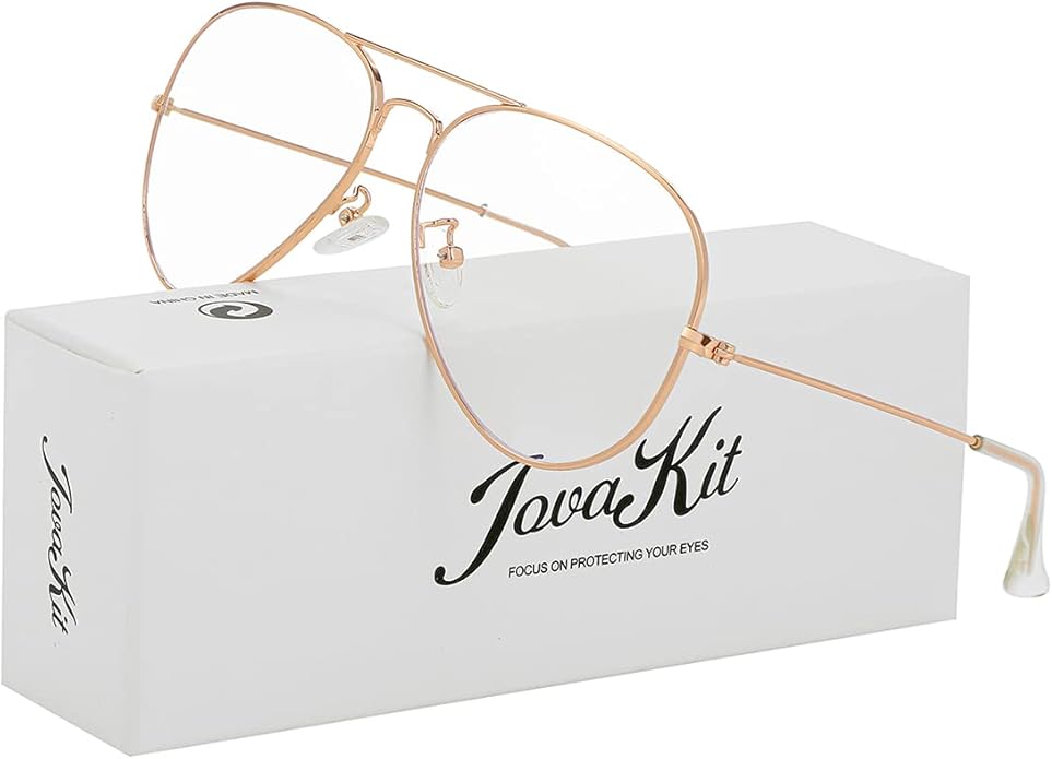 Aviator Clear Lens Glasses for Women Men Non-prescription Eyeglasses Blue Light Blocking Lens Metal Frame