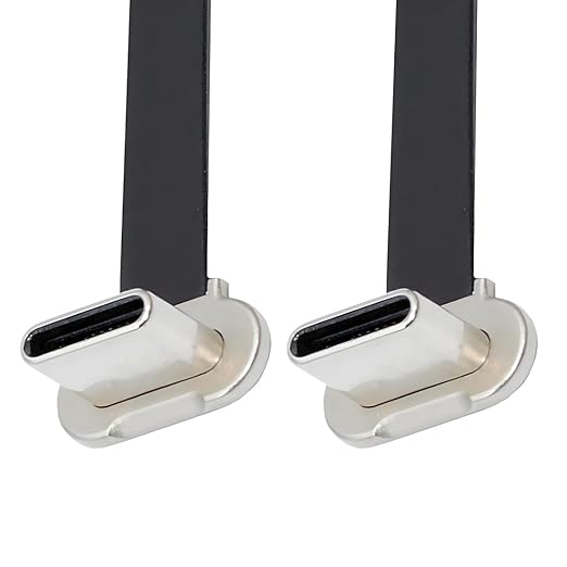 chenyang USB C Short Flat Cable,USB 2.0 Type C Dual 90 Degree Angled PD 65W Fast Charge Data Extension Cable 5.91 Inch/15CM