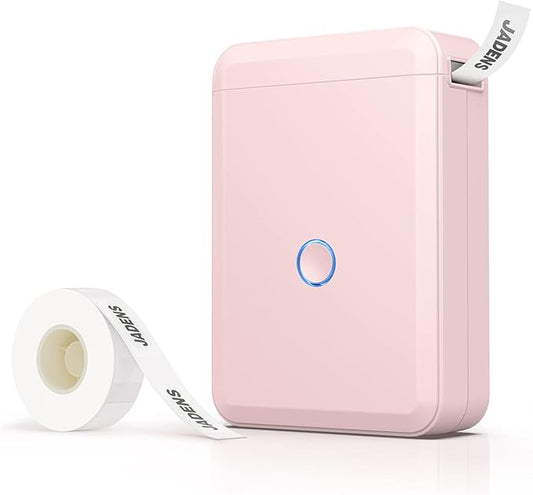 JADENS Label Maker Machine with Tape, Portable Bluetooth Label Printer for Storage, Light Pink