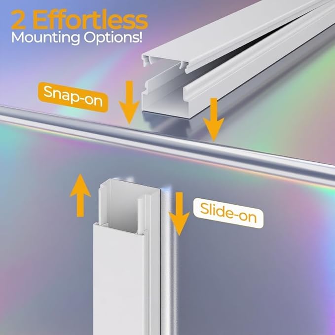 212.6in Cord Hider Kit, Cord Covers for 3-4 Wires on Wall, Cable Hider Wire Covers for Cords on Wall, Paintable Cord Hider for Walls Mount Tv, Cable Cover Raceway, W1.18 H0.6in, White - Image 5