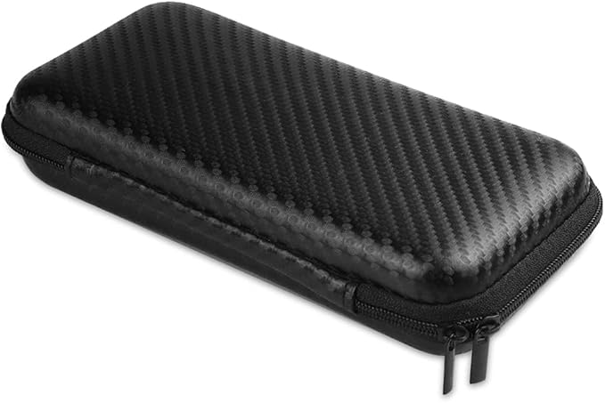 iMangoo Travel Essential Electronics Organizer Charger Case, Shockproof Dual Zipper Power Bank Cables Tech Accessories Pouch Purse, Men & Women Travel Must Have Storage Bag, 6.5x3.2x1 inch Fiber Black
