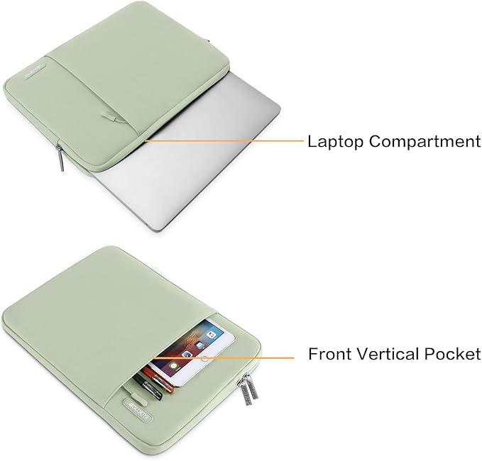MOSISO Laptop Case 13 inch, Laptop Sleeve Compatible with MacBook Neo/Air/Pro 13 inch with A18/M5/M4/M3/M2/M1 Chip 2026-2016, Polyester Vertical Computer Sleeve Bag with Pocket, Sage Green