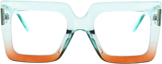 Onrtry Oversized Square Blue Light Glasses for Women Men Thick Frame Big Computer Eyewear Non-Prescription Eyeglasses