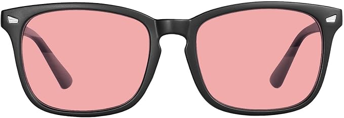 MAXJULI FL-41 Rose Blue Light Blocking Glasses for Photophobia Light Sensitivity,for Computer Gaming, Screen Fatigue & UV Protection (Black/FL-41 Rose)