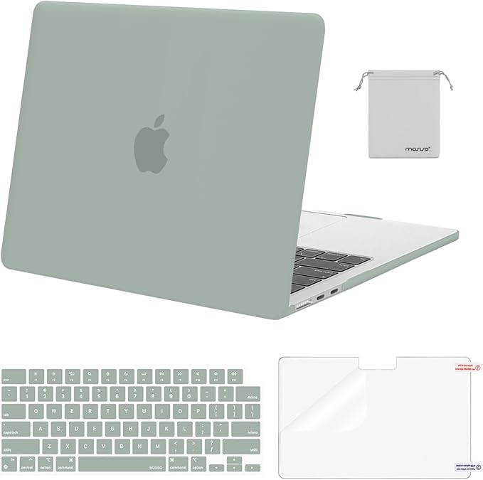 MOSISO Compatible with MacBook Air 13 inch Case M5 2026 M4 2025 M3 M2 2024-2022 A3449 A3240 A3113 A2681,Hard Shell&Keyboard Cover&Screen Film&Pouch for MacBook Air 13.6 inch Case, Antique Green