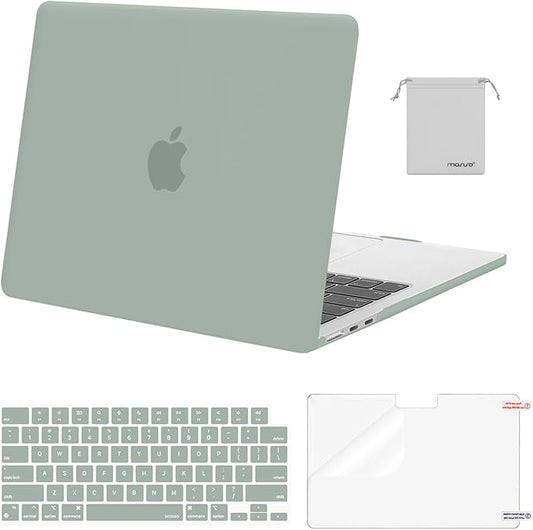 MOSISO Compatible with MacBook Air 13 inch Case M5 2026 M4 2025 M3 M2 2024-2022 A3449 A3240 A3113 A2681,Hard Shell&Keyboard Cover&Screen Film&Pouch for MacBook Air 13.6 inch Case, Antique Green