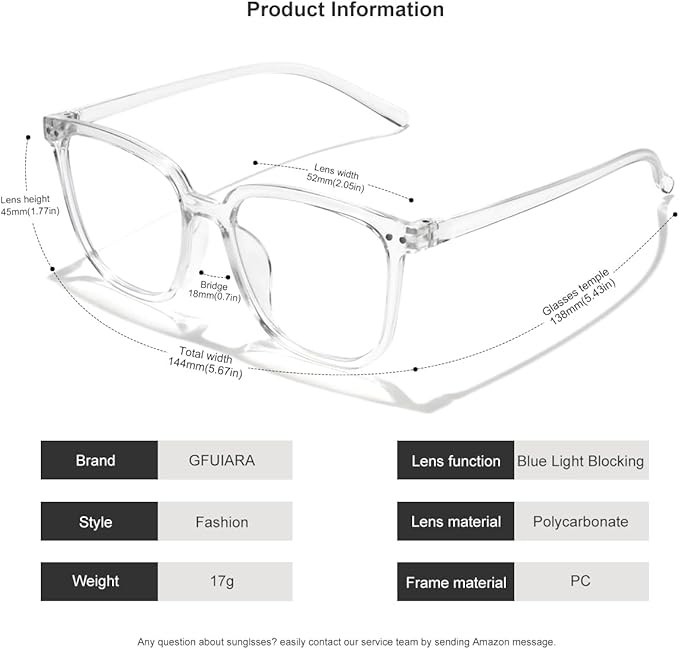 GFUIARA Blue Light Blocking Glasses for Women Men,Fashion Square Blue Blockers Glasses,Computer/TV/Phones/Gaming Glasses