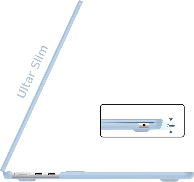 B BELK Compatible with MacBook Air 13.6 inch Case M5 2026 2025 2024 2023 2022 M4 M3 M2 A3449 A3240 A3113 A2681 Liquid Retina Display, Plastic Hard Shell Case+Keyboard Cover+Screen Protector, Airy Blue