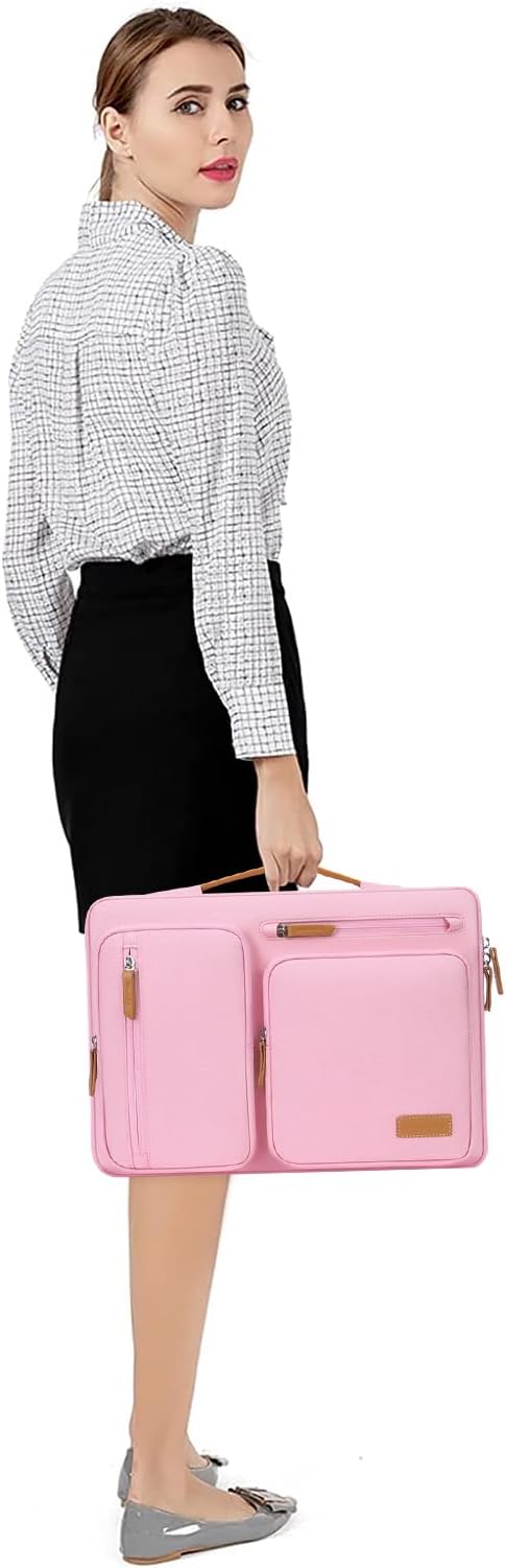 MOSISO 12.9 inch Tablet Sleeve Case for iPad Pro 13 M4 & iPad Air 13 M3 M2, iPad Pro 12.9 M2 M1 6/5th with Magic Keyboard&Smart Keyboard Folio, Side Open Carrying Bag with 4 Zipper Pockets, Pink
