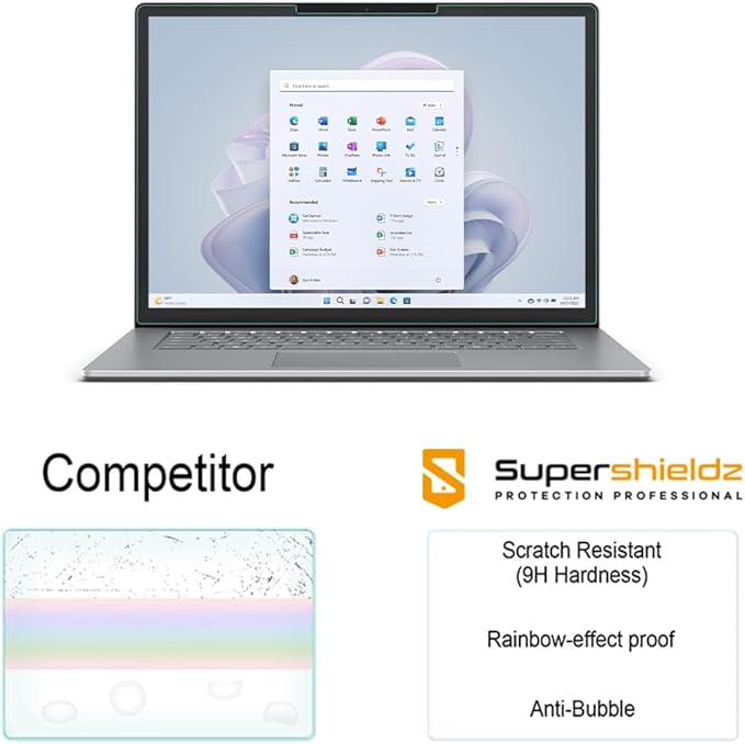 Supershieldz Designed for Microsoft Surface Laptop 6/5/ 4/3 (15 inch) Tempered Glass Screen Protector, Anti Scratch, Bubble Free