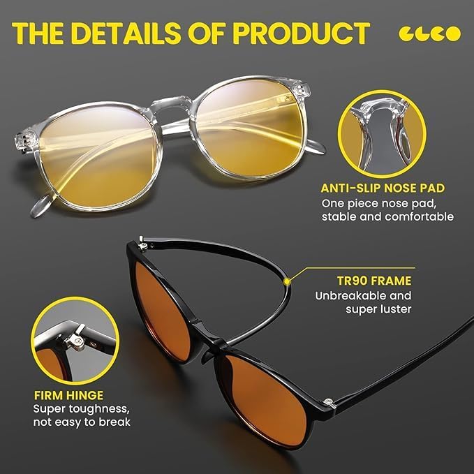 IBOANN Chic & Comfy Blue Light Glasses for Women - 3-Pack Round Frames, Screen-Ready Style with UV Protection Coating