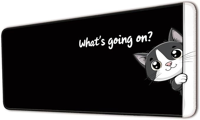 Desk Pad Protector, Office Desk Mat, Large Mouse Pad, Non-Slip Desk Blotter, 23.6x11.8 inch, Black Cat Pattern