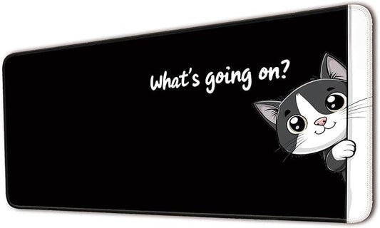 Desk Pad Protector, Office Desk Mat, Large Mouse Pad, Non-Slip Desk Blotter, 23.6x11.8 inch, Black Cat Pattern