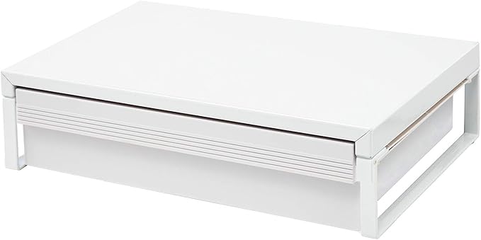 LIHIT LAB Desktop Stand with Drawer, 9.8 x 15.4 x 3.9 Inches, White (A7341-0)