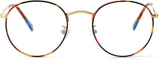 AIEYEZO Blue Light Glasses for Women Men Fashion Retro Circle Wire Frames Eyeglasses Anti-Blue Light Computer Gaming Glasses
